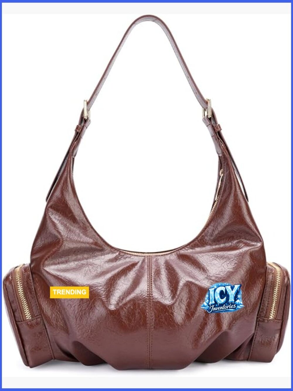 Vegan Leather Hobo Crossbody Bag with Adjustable Strap Zipper Closure